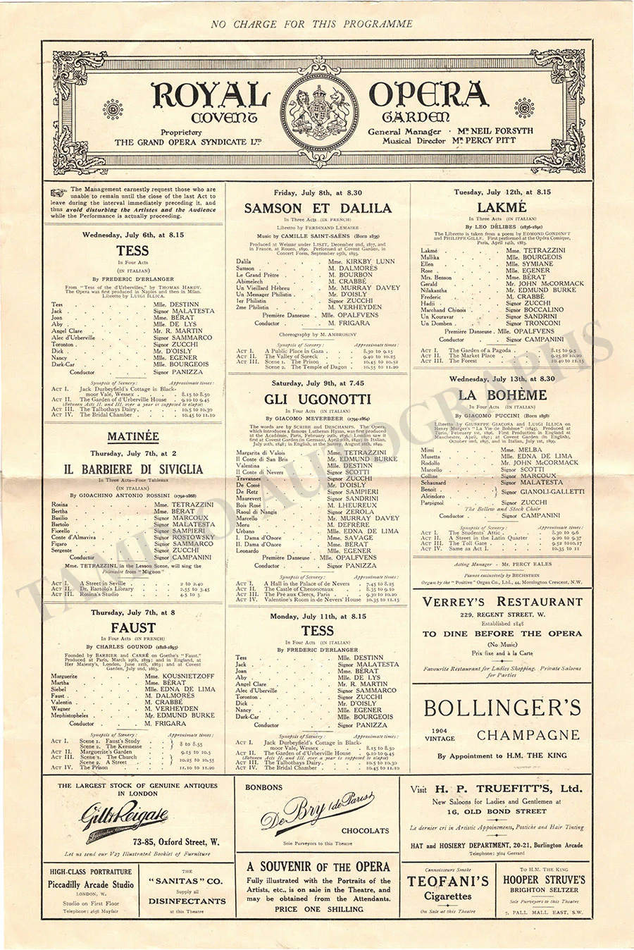 Royal Opera House Covent Garden - Collection of 8 Opera Programs - Image 7