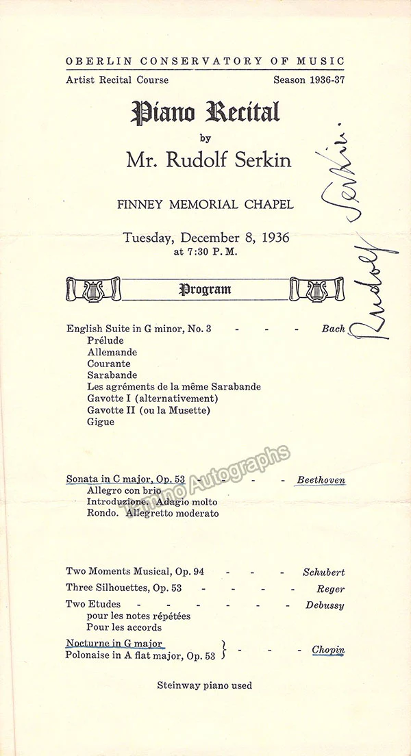 Serkin, Rudolf - Signed Programs (Various Options) - Image 11