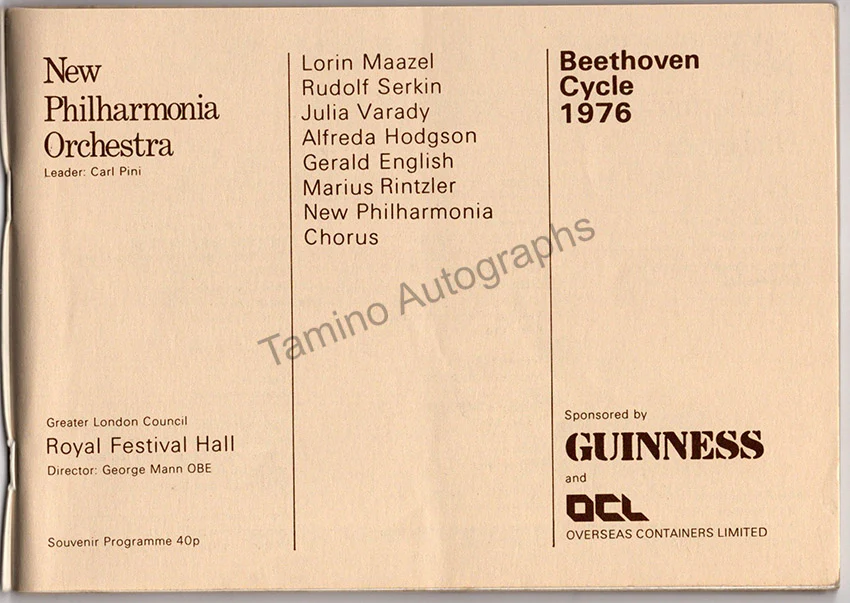 Serkin, Rudolf - Signed Programs (Various Options) - Image 13