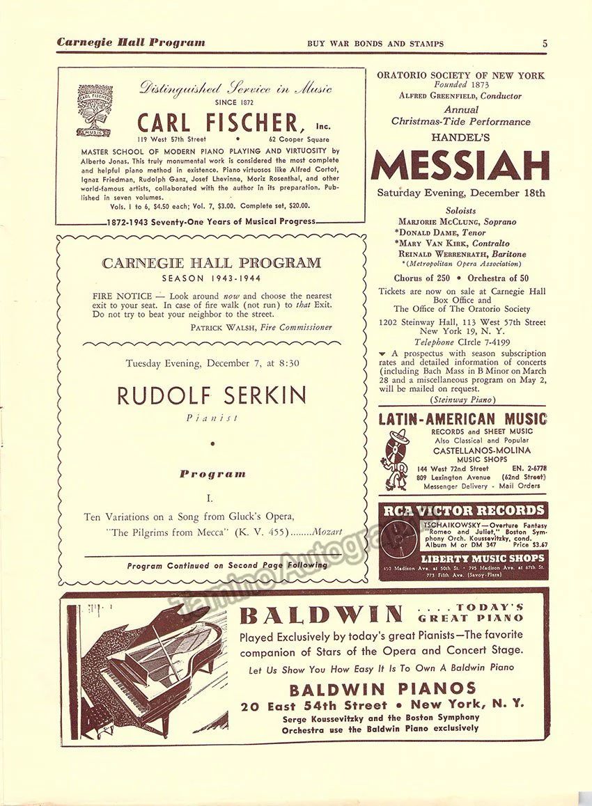 Serkin, Rudolf - Signed Programs (Various Options) - Image 15