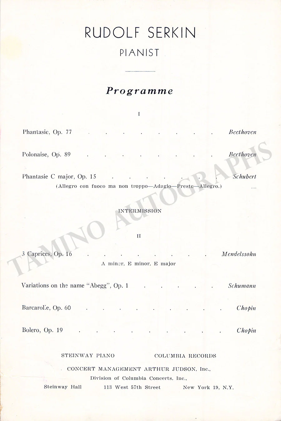 Serkin, Rudolf - Signed Programs (Various Options) - Image 21