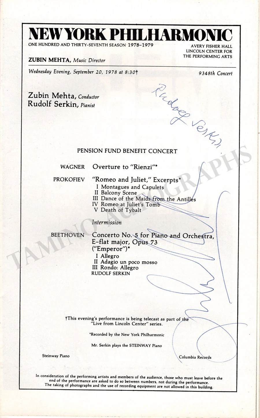 Serkin, Rudolf - Signed Programs (Various Options) - Image 24