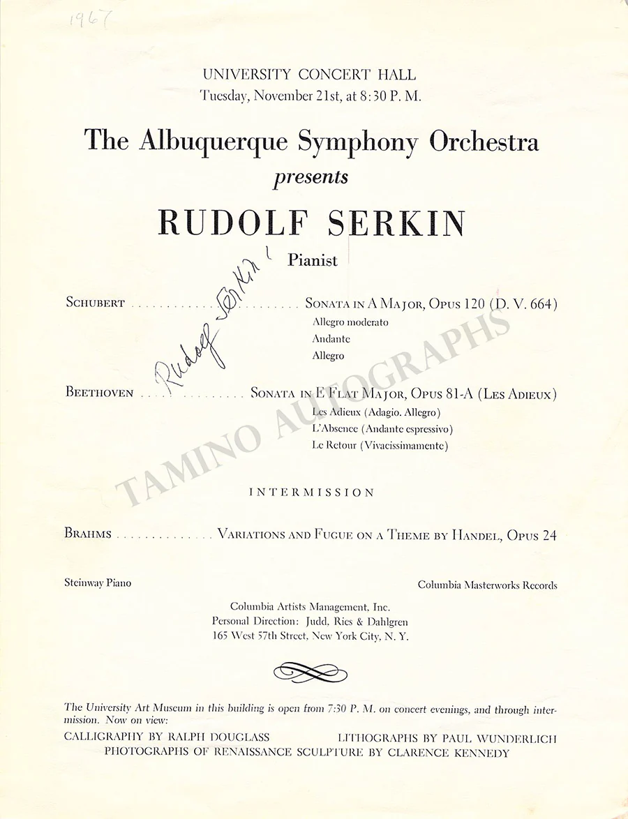 Serkin, Rudolf - Signed Programs (Various Options) - Image 25