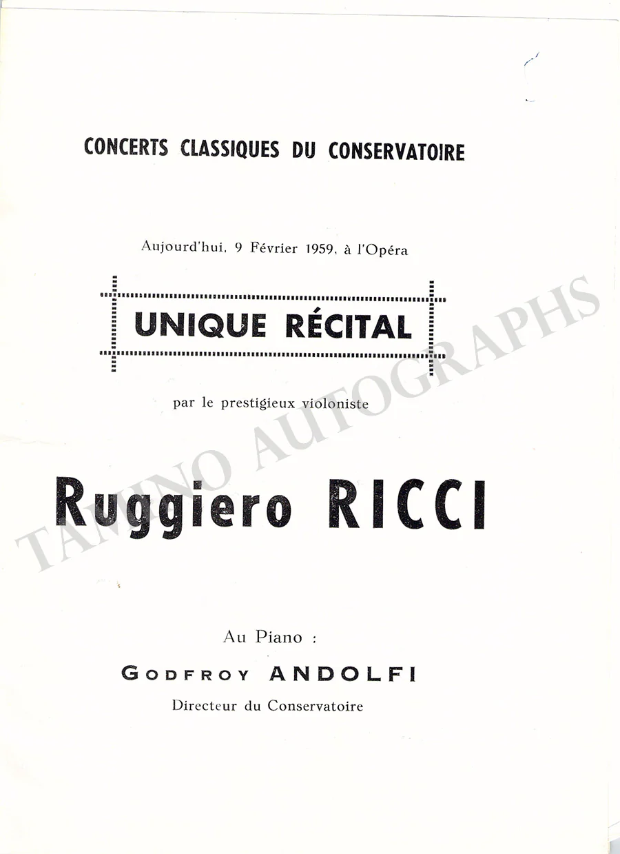 Ricci, Ruggiero - Signed Photograph 1959 - Image 2