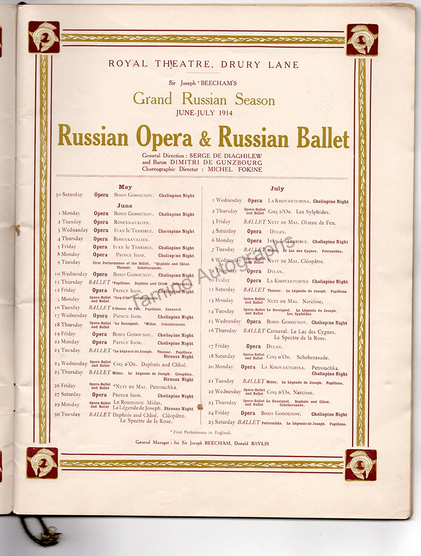 Russian Ballet and Opera - Souvenir Program London 1914 - Image 2