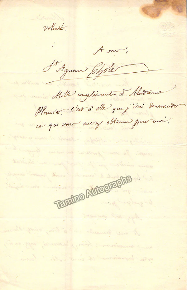 Choler, Saint-Agnan - Autograph Letter Signed - Image 2