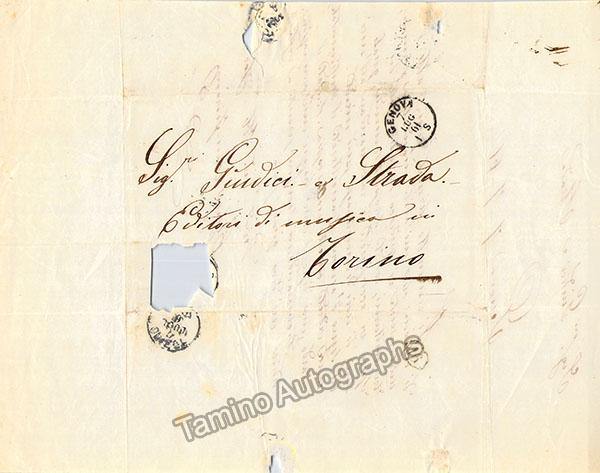 San Fiorenzo, Cesare - Autograph Letter Signed 1861 - Image 2