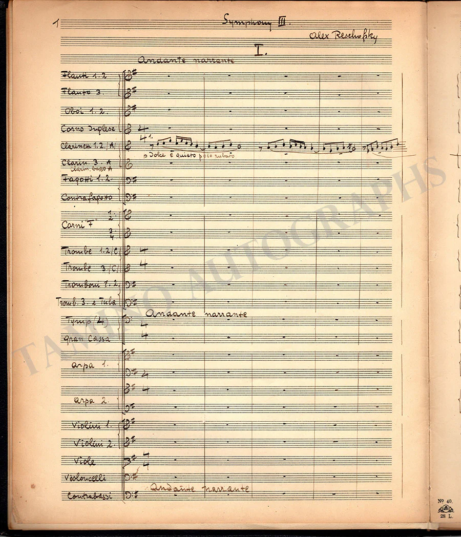 Reschofsky, Sandor - Autograph Score Symphony 3 - Image 2