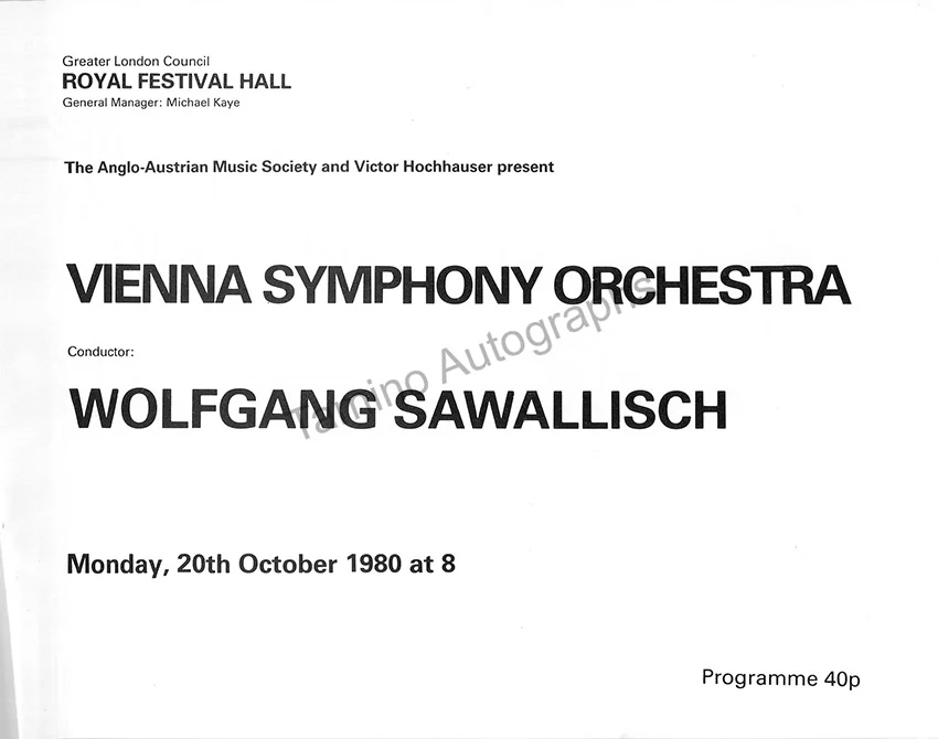 Sawallisch, Wolfgang - Signed Program London 1980 - Image 2