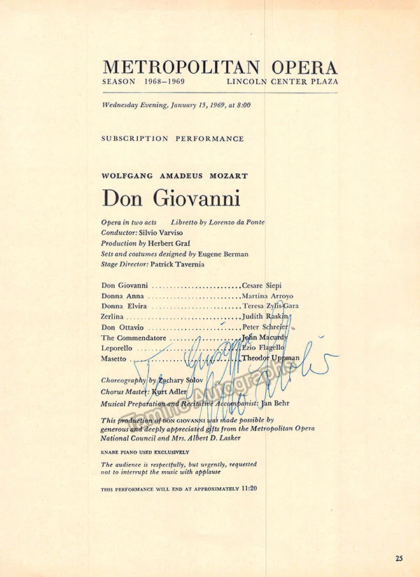 Schreier, Peter - Signed Photograph + Signed Cast Page - Image 2