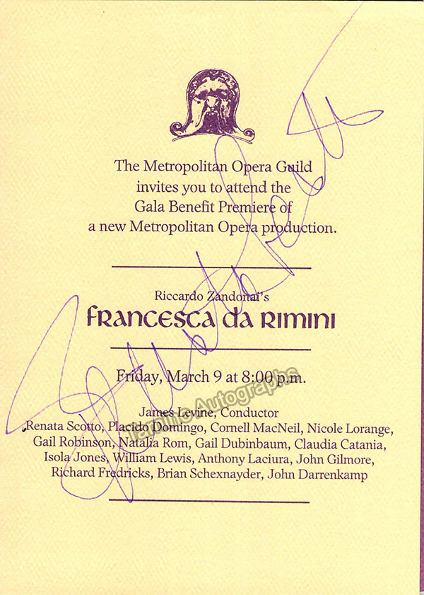 Scotto, Renata - Signed Gala Invitation Metropolitan Opera 1984
