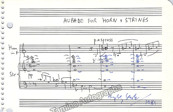 Searle, Humphrey - Autograph Music Quote Signed 1981