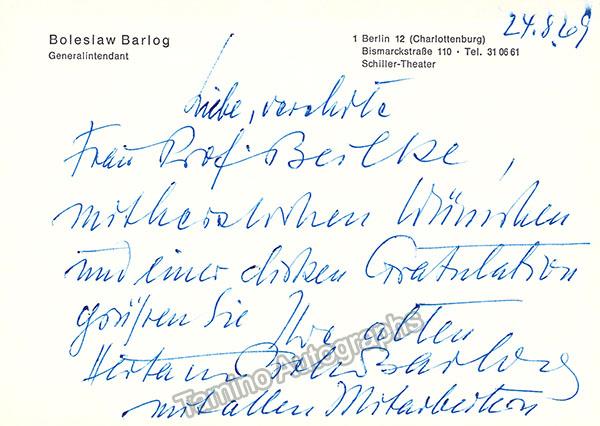 Sellner, Gustav Rudolf - Seefehlner, Egon - Boleslav, Barlog - Collection of Letters to Soprano Irma Beilke - Image 4