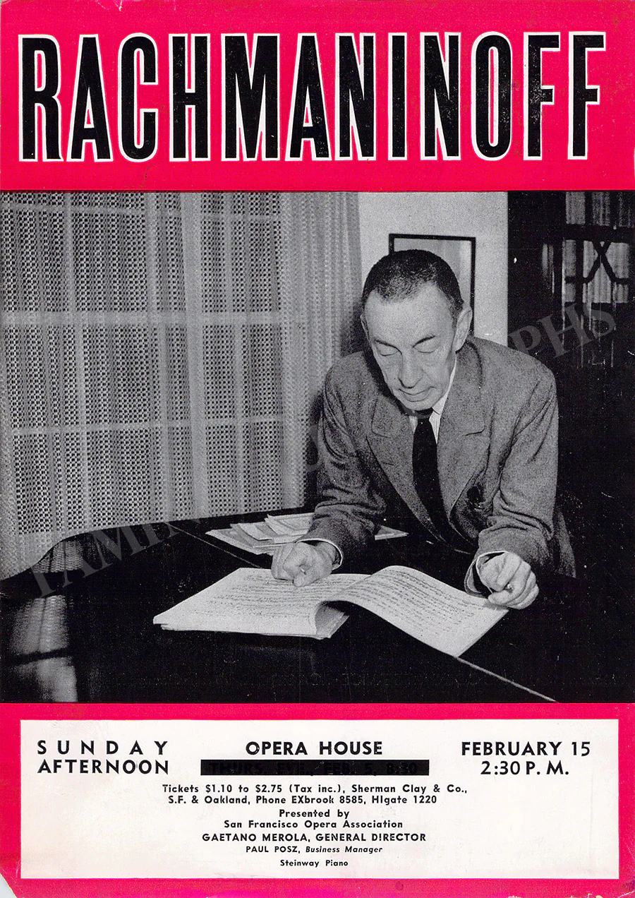 Rachmaninoff, Sergei - Concert Playbill 1940s