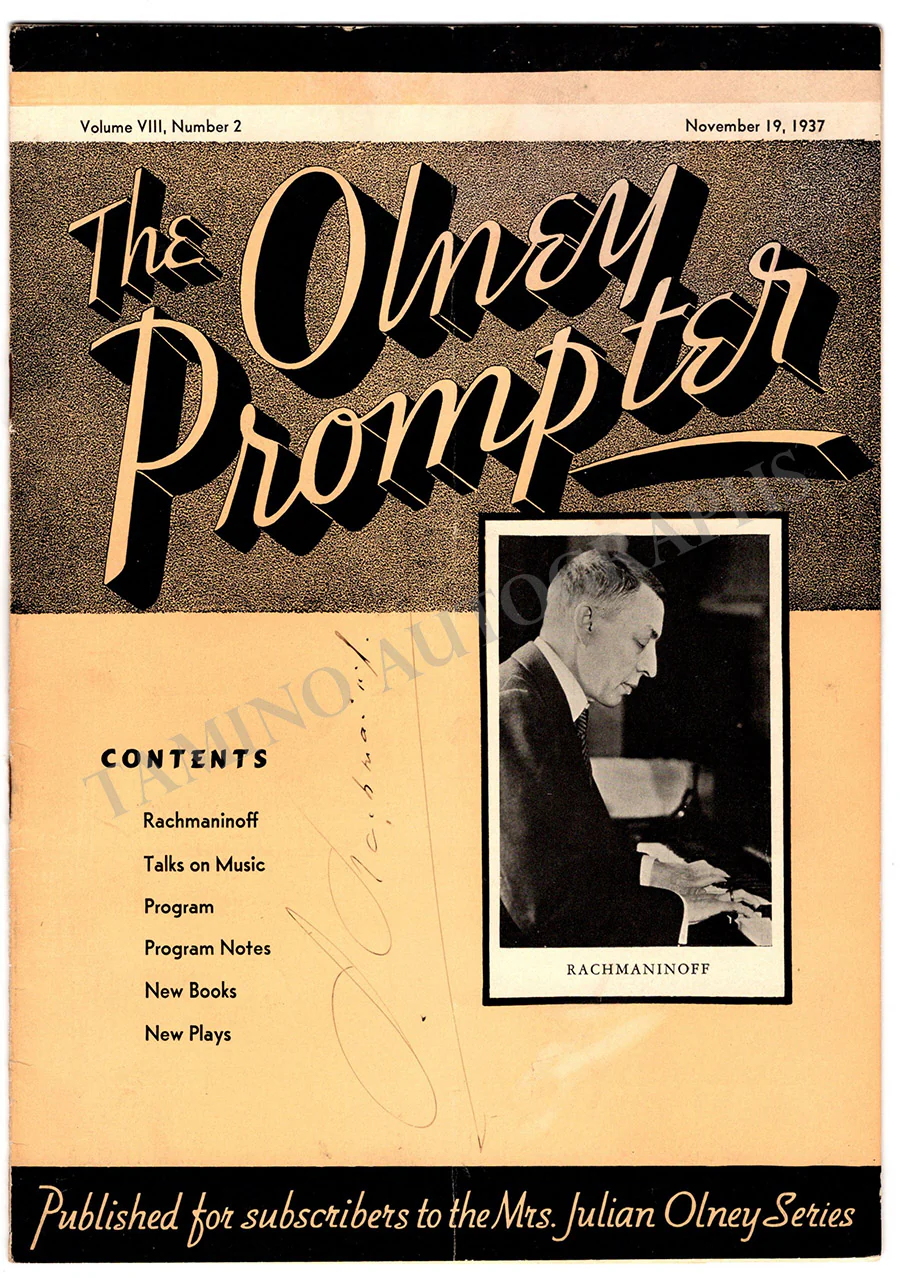 Rachmaninov, Sergei - Signed Program New York 1937