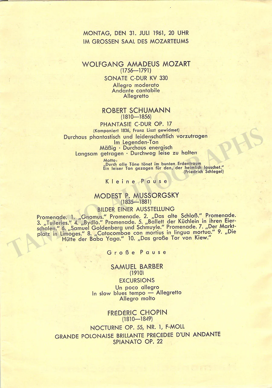 Cherkassky, Shura - Set of 2 Unsigned Concert Programs - Image 2