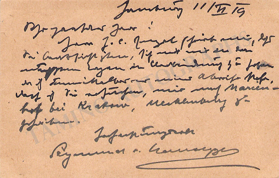 Hausegger, Siegmund von - Autograph Note Signed 1919