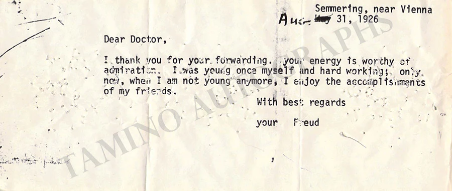 Freud, Sigmund - Autograph Letter Signed 1926 - Image 3