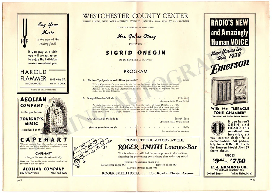 Onegin, Sigrid - Signed Program 1938 - Image 2