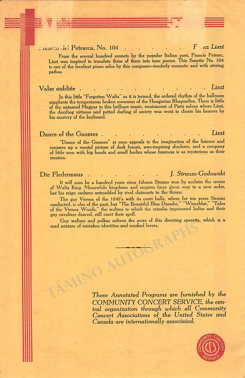 Barer, Simon - Signed Program New York 1939 - Image 3