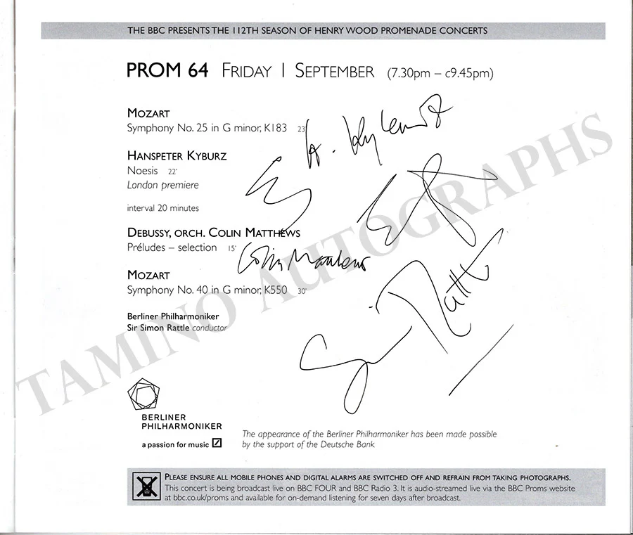 Rattle, Simon - Signed Program London 2006