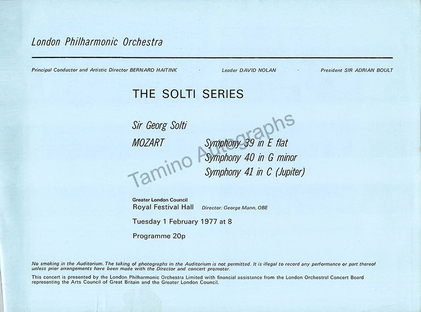 Solti, Georg - Signed Program London 1977 - Image 2