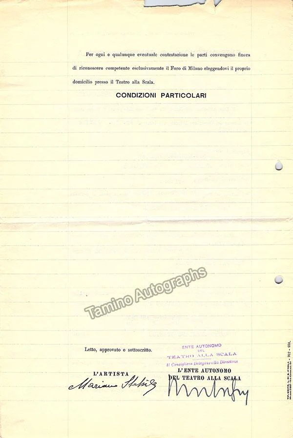 Stabile, Mariano - Signed La Scala Contract - Image 2