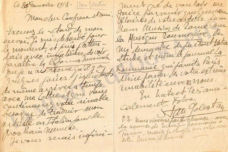 Golestan, Stan - Set of 2 Autograph Letters Signed 1918 & 1922
