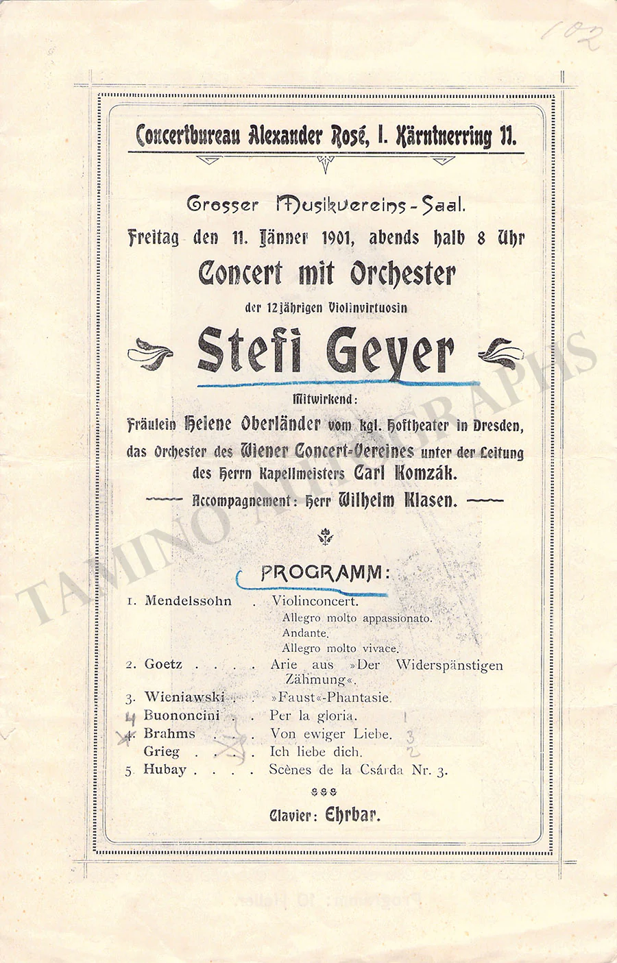 Geyer, Stefi - Concert Program Vienna 1901