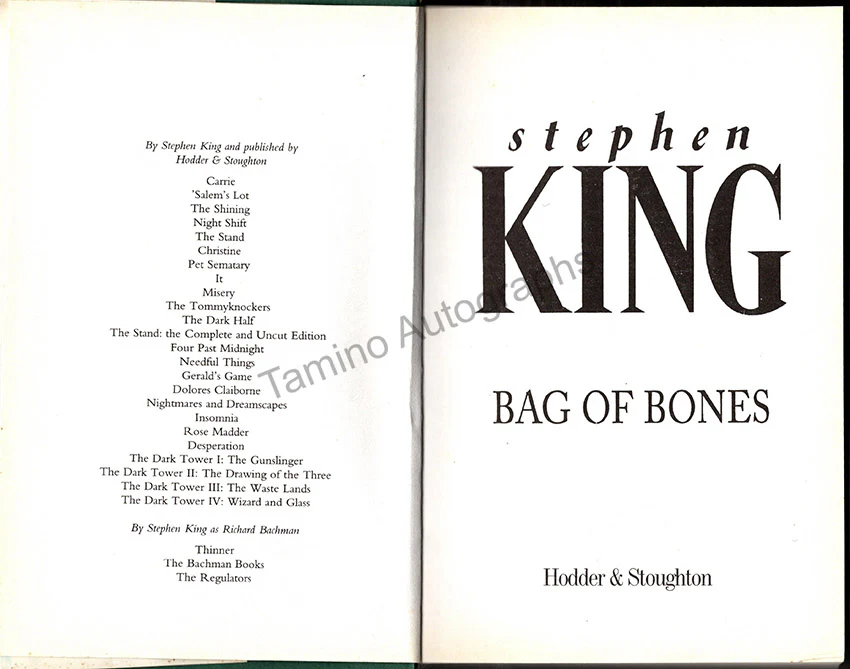 King, Stephen - Signed Book "Bag of Bones" - Image 3
