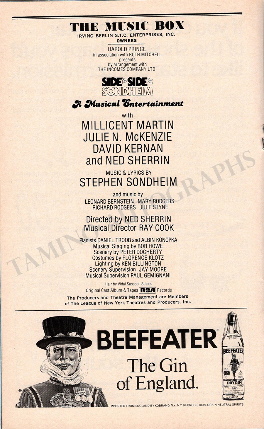 Sondheim, Stephen - Signed Program "Side by Side" - Image 2