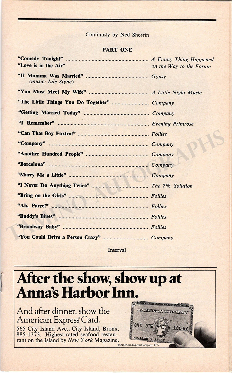 Sondheim, Stephen - Signed Program "Side by Side" - Image 3