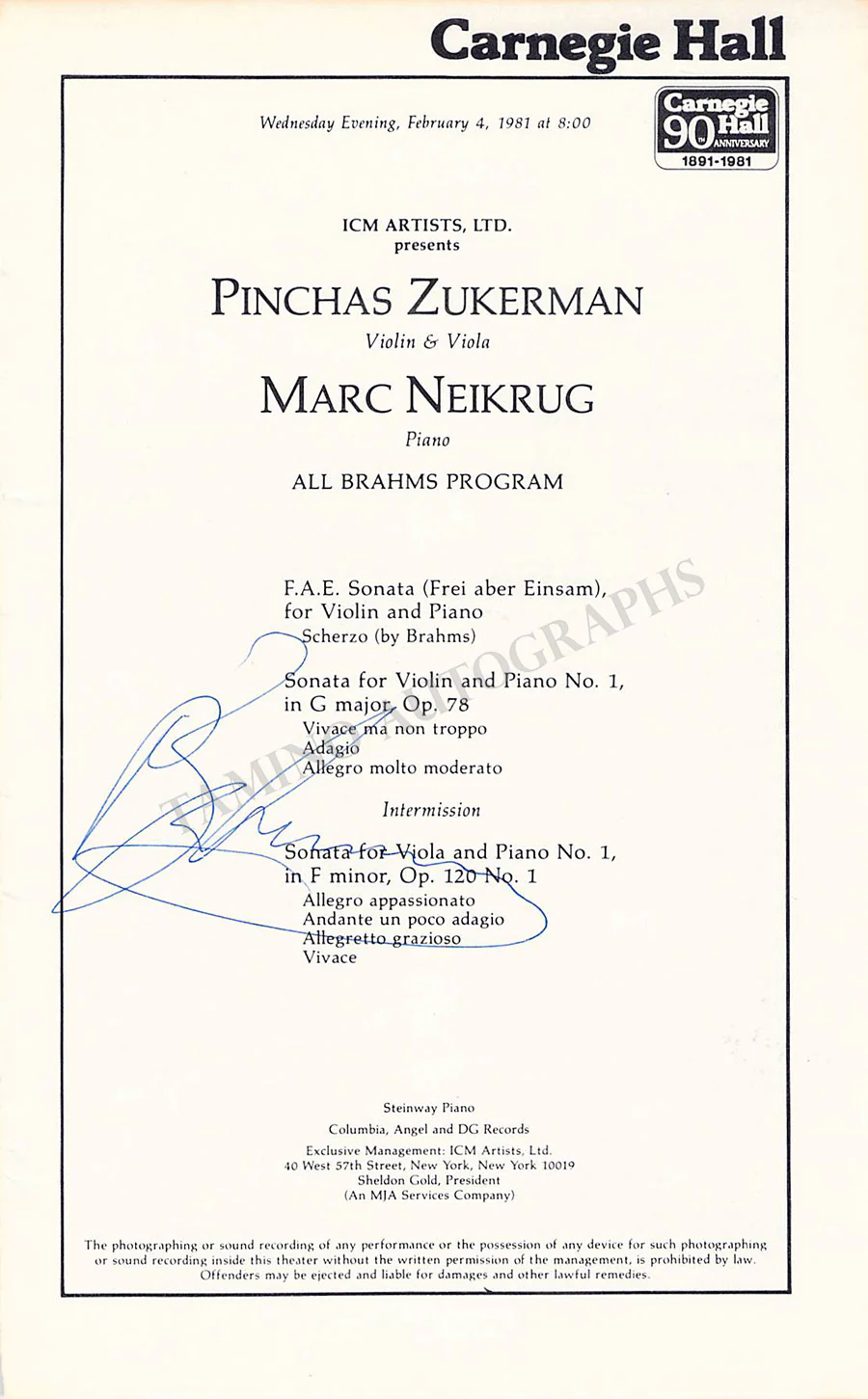 String Performers - Signed Program Pages – Set of 7 - Image 4