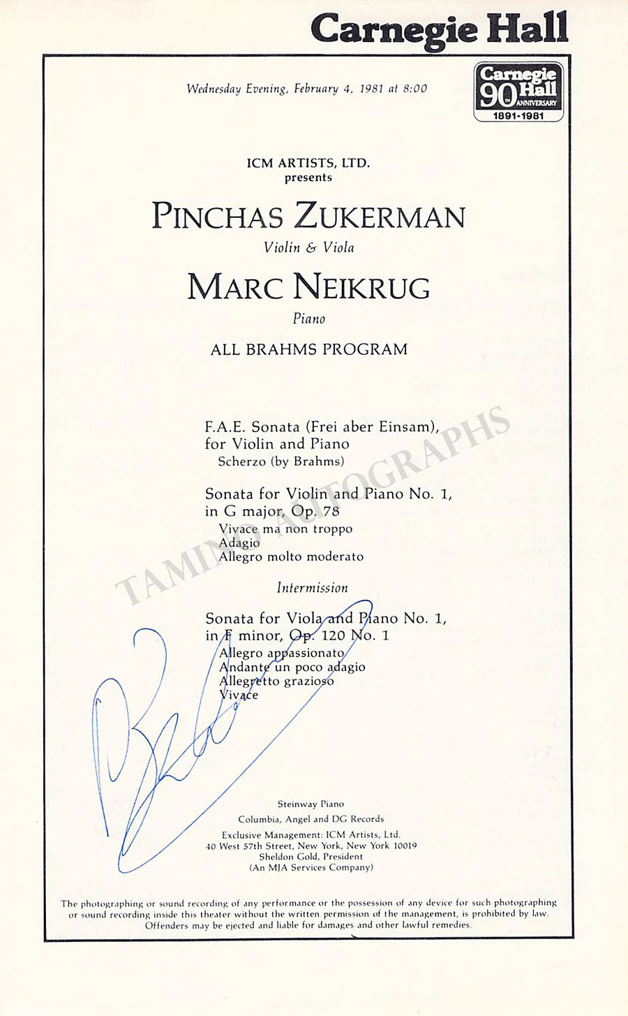 String Performers - Signed Program Pages – Set of 7 - Image 5