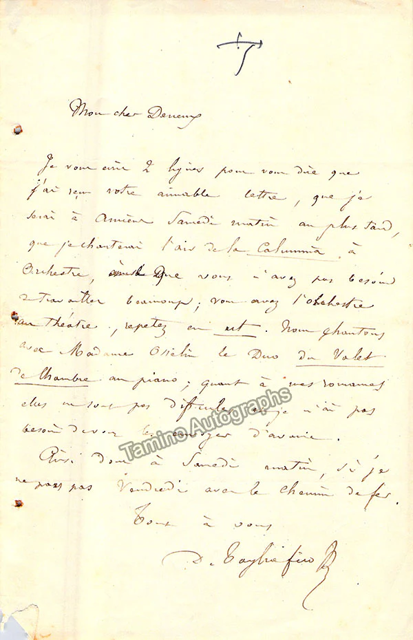 Tagliafico, Joseph Dieudonne - 2 Autograph Letters Signed