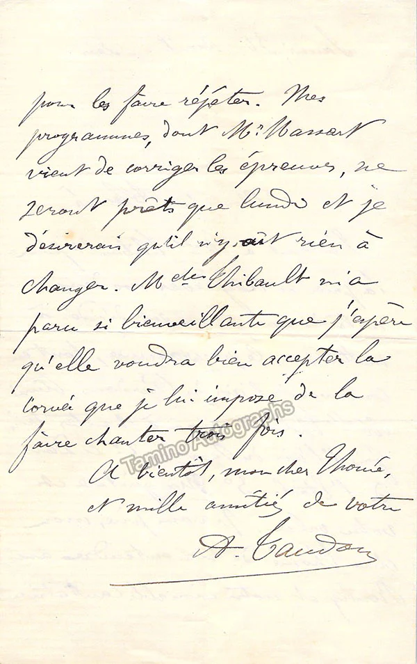Taudou, Antoine-Barthelemy - Autograph Letter Signed - Image 2