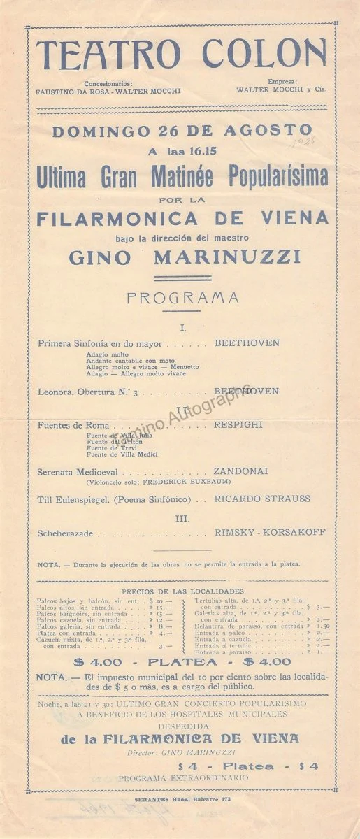 Teatro Colon - Concert Playbills 1910-1930 (Various Options) - Image 3