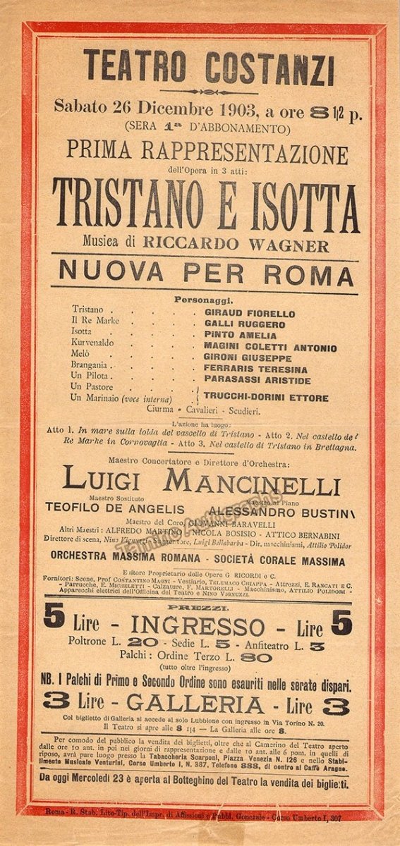 Teatro Costanzi - Unsigned Opera Playbills 1885-1910 (Various Playbills) - Image 10