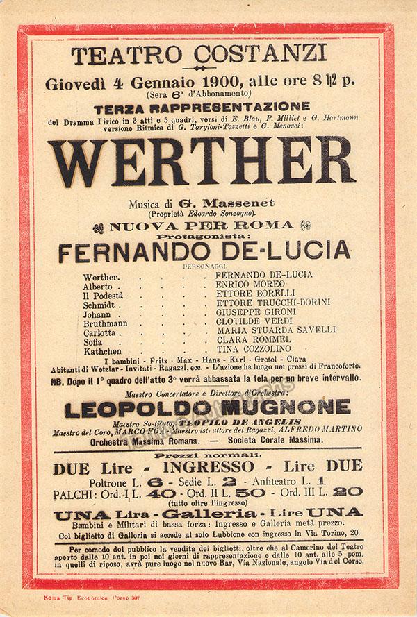 Teatro Costanzi - Unsigned Opera Playbills 1885-1910 (Various Playbills) - Image 11