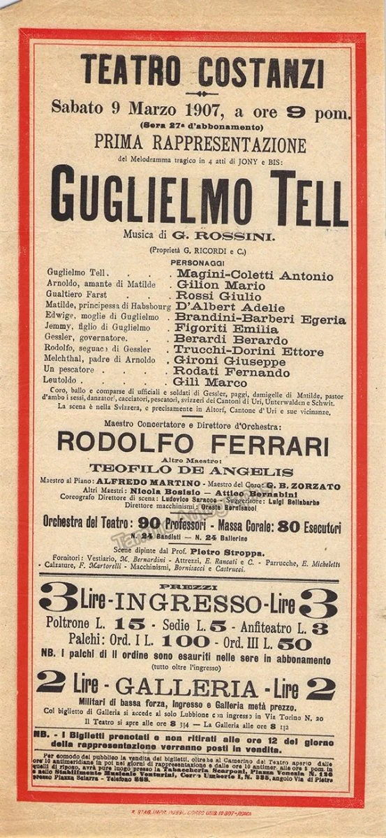 Teatro Costanzi - Unsigned Opera Playbills 1885-1910 (Various Playbills) - Image 13