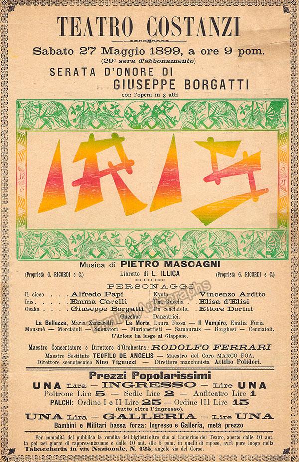 Teatro Costanzi - Unsigned Opera Playbills 1885-1910 (Various Playbills) - Image 18
