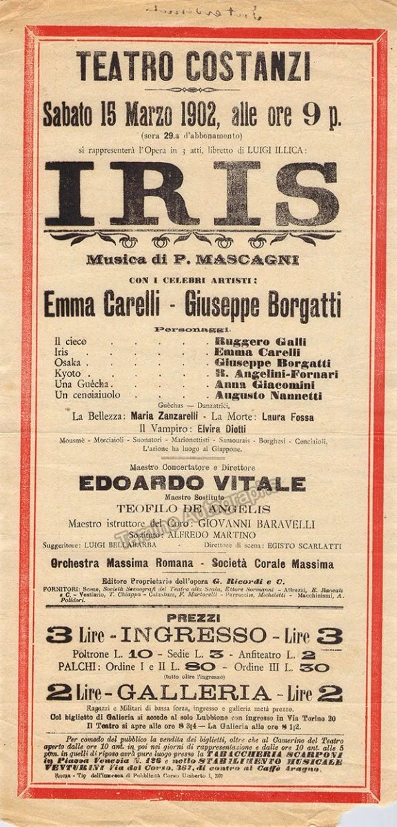 Teatro Costanzi - Unsigned Opera Playbills 1885-1910 (Various Playbills) - Image 23