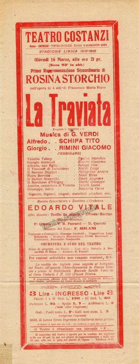 Teatro Costanzi - Unsigned Opera Playbills 1911-1925 (Various Playbills) - Image 10