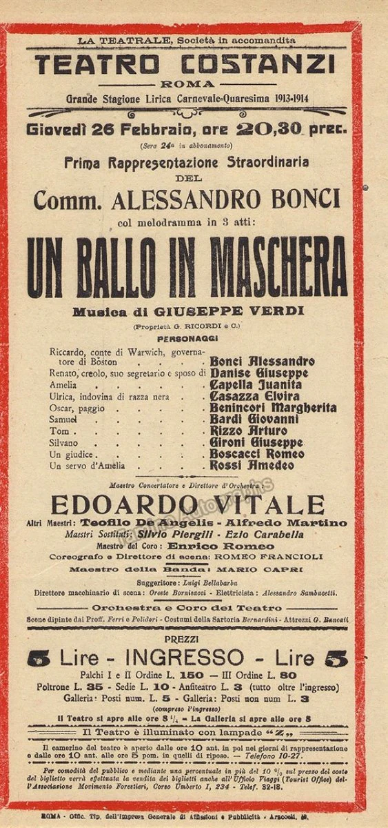 Teatro Costanzi - Unsigned Opera Playbills 1911-1925 (Various Playbills) - Image 28