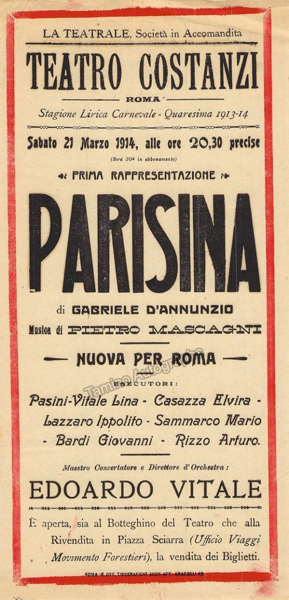 Teatro Costanzi - Unsigned Opera Playbills 1911-1925 (Various Playbills) - Image 39