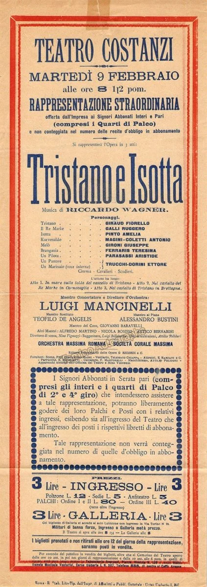 Teatro Costanzi - Unsigned Opera Playbills 1911-1925 (Various Playbills) - Image 6