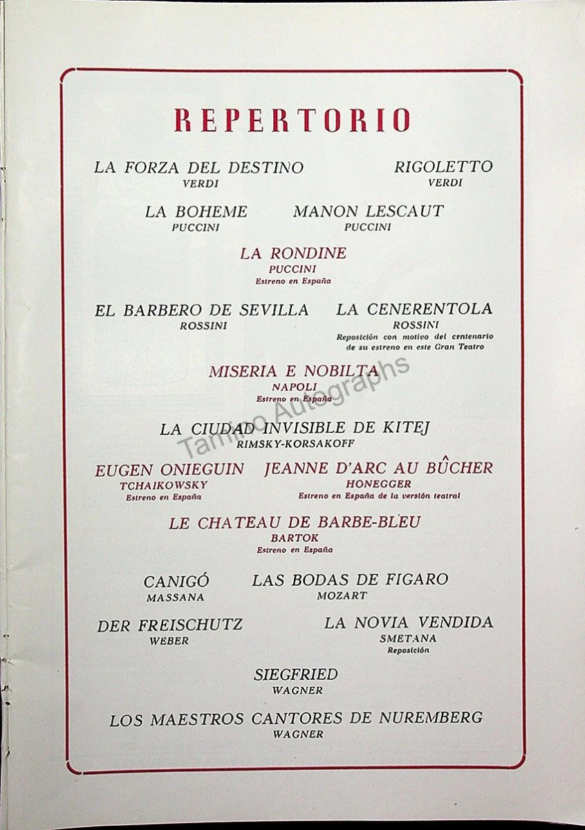 Teatro del Liceo - Collection of 49 Opera Programs 1930-1957 (Part 2) - Image 23