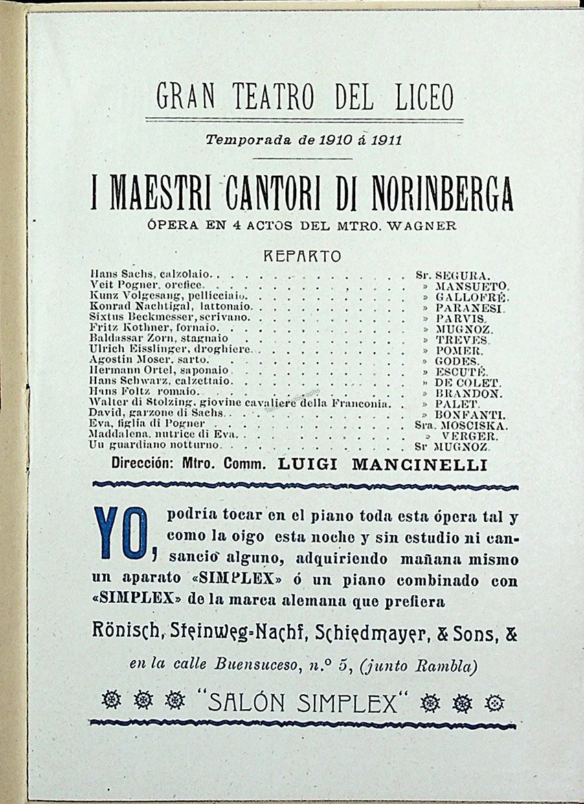 Teatro del Liceo - Program Collection of 61 Opera Programs 1887-1930 - Image 129