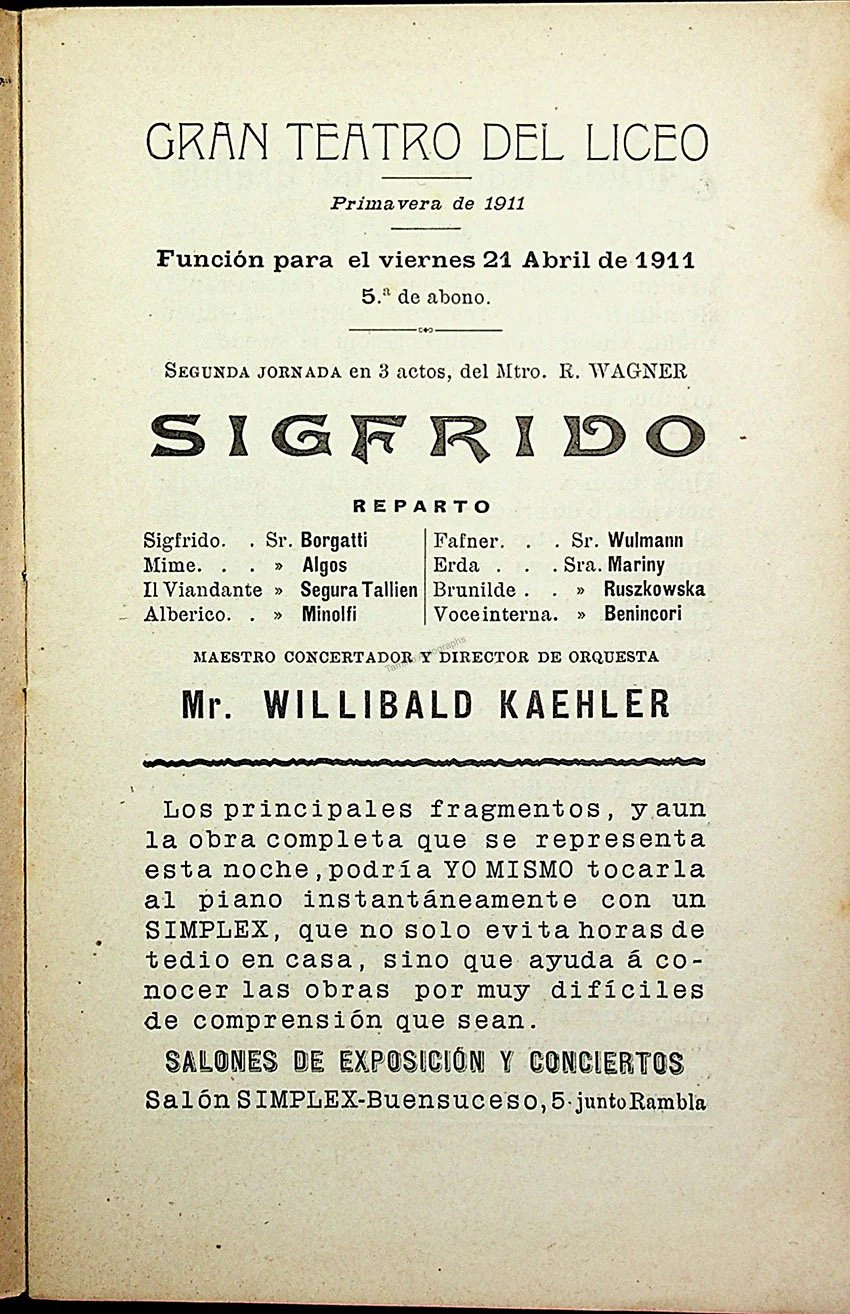Teatro del Liceo - Wagner Festival - Full Ring Program Set 1911 - Image 4