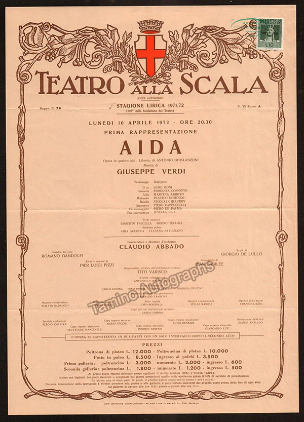 Teatro La Scala - Unsigned Opera Playbills 1960-1990 (Various Options) - Image 29
